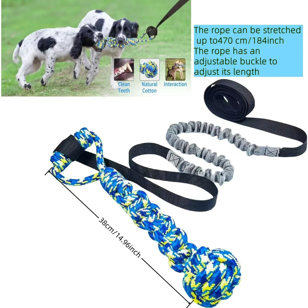 Jouet de remorqueur élastique d'extérieur, jouet pour chien suspendu à l'arbre pour chiens de petite à grande taille, cordon de jeu d'exercice interactif et attache avec corde à mâcher