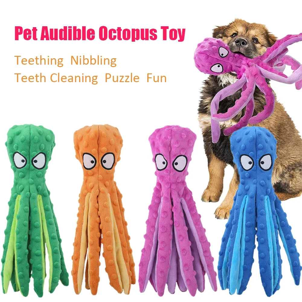 Jouets grinçants pour chiens, poulpe, jouets en peluche froissés sans farce pour la dentition des chiots, jouets à mâcher interactifs durables pour petits, M