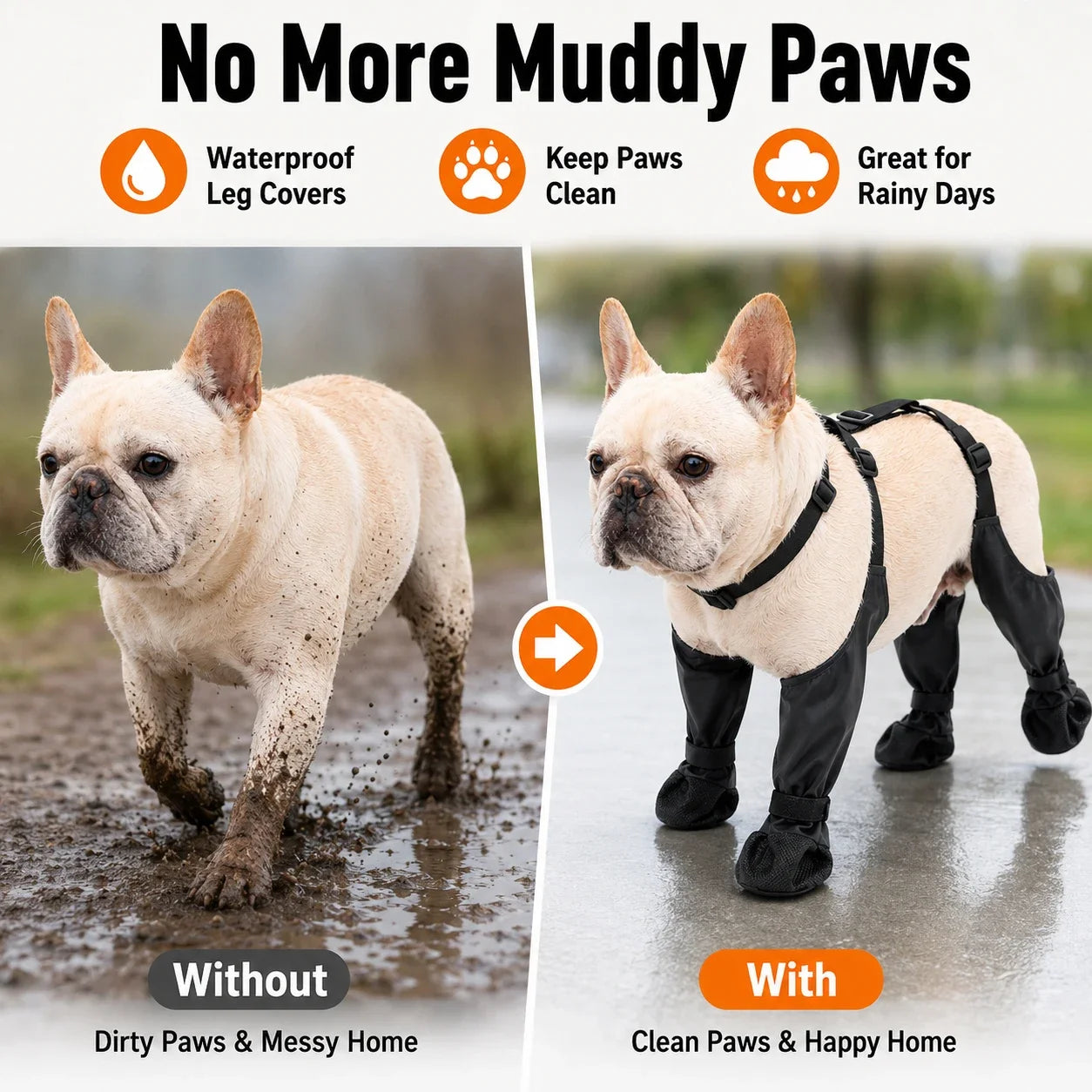 1 ensemble de bottes de pluie pour animaux de compagnie, bottes imperméables pour chiens, bottes pour chiots de petite, moyenne et grande taille, chaussons antidérapants pour chiens, chaussures pour la pluie et la neige