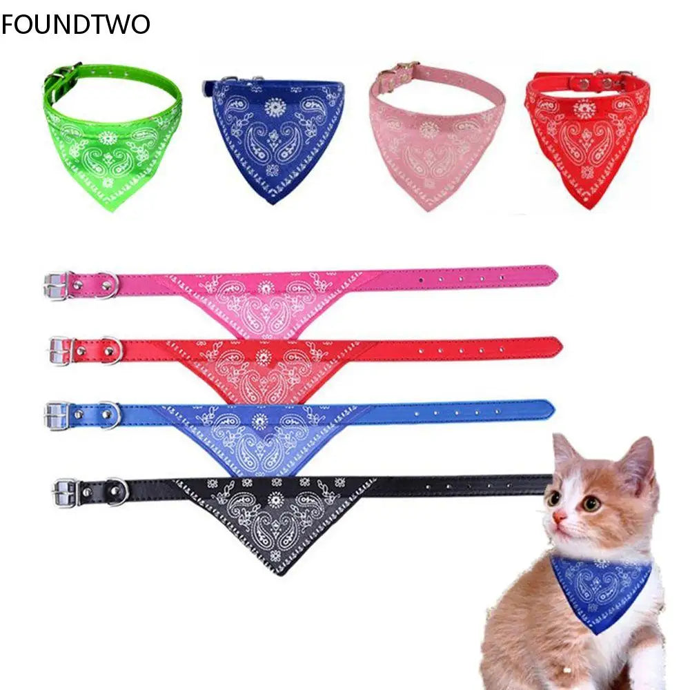 Écharpe de cou réglable en cuir pour animal de compagnie, collier bandana, accessoires pour chiot et chat