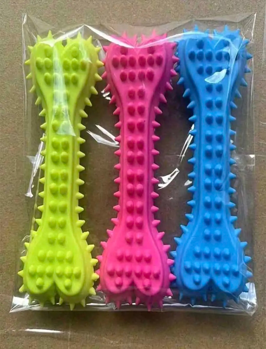 Jouet à mâcher en forme d'os pour animaux de compagnie, en caoutchouc souple, résistant aux morsures, jouets à mâcher pour petits chiens, formation, fournitures pour animaux de compagnie, 1/3 pièces