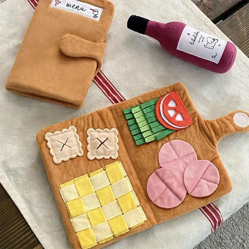 Tapis de reniflage interactif pour chiens-jouet Puzzle à alimentation lente avec poches alimentaires en peluche, coussin d'alimentation de Stimulation mentale pour petits et