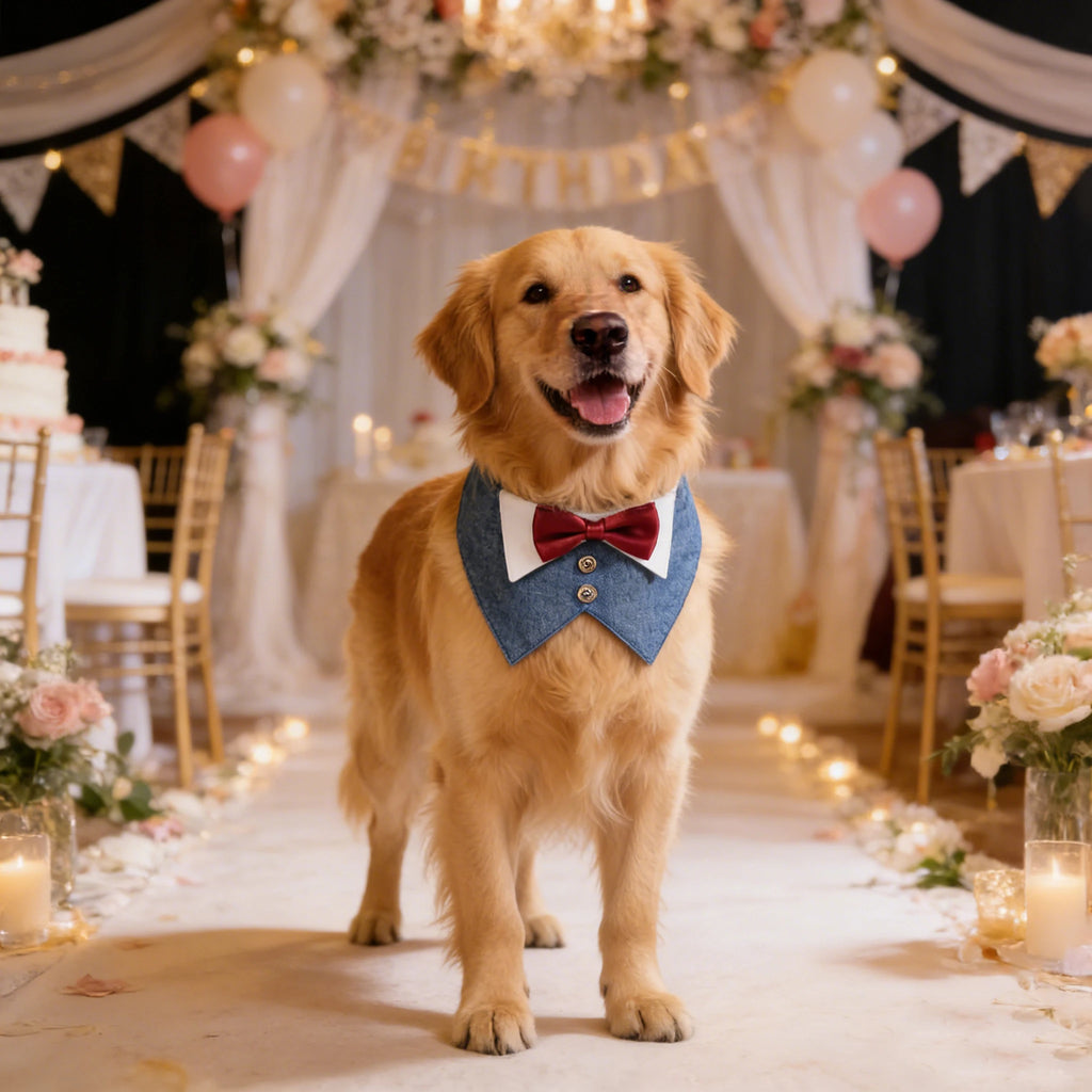 Bandana de costume de smoking pour chien Sucado, collier nœud papillon pour chien pour mariage et anniversaire, collier bandana de smoking pour animaux de compagnie de petite, moyenne et grande taille