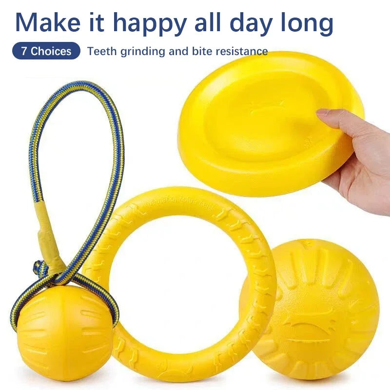 Boule d'Entraînement pour Chien, Jouet Interactif pour Animal de Compagnie, Anneau Côtelé, Degré de Morsure, Broyage des Dents, Corde à Enfiler, Balle Flottante