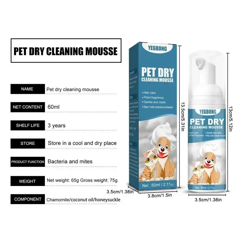Shampoing sans eau pour chien et chat, sans rinçage, Mousse de nettoyage pour chiens et chats, fournitures de toilettage pour animaux de compagnie, nettoyage sûr sans bain, éliminateur d'odeurs