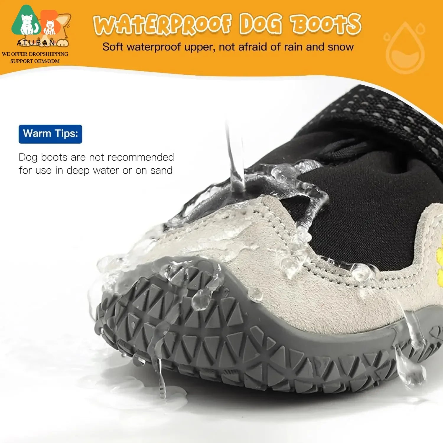 Bottes hiver imperméables pour grand chien