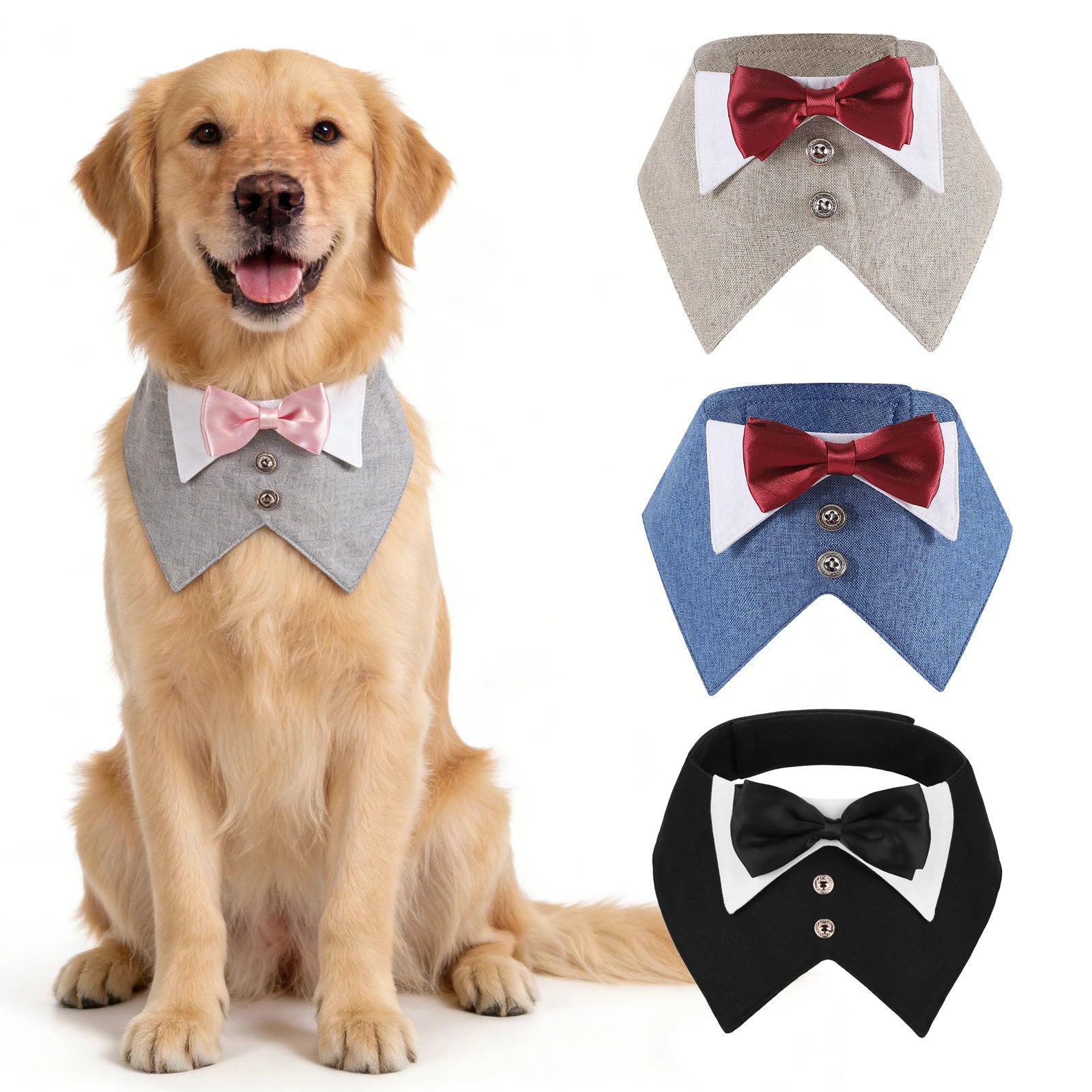 Bandana de costume de smoking pour chien Sucado, collier nœud papillon pour chien pour mariage et anniversaire, collier bandana de smoking pour animaux de compagnie de petite, moyenne et grande taille