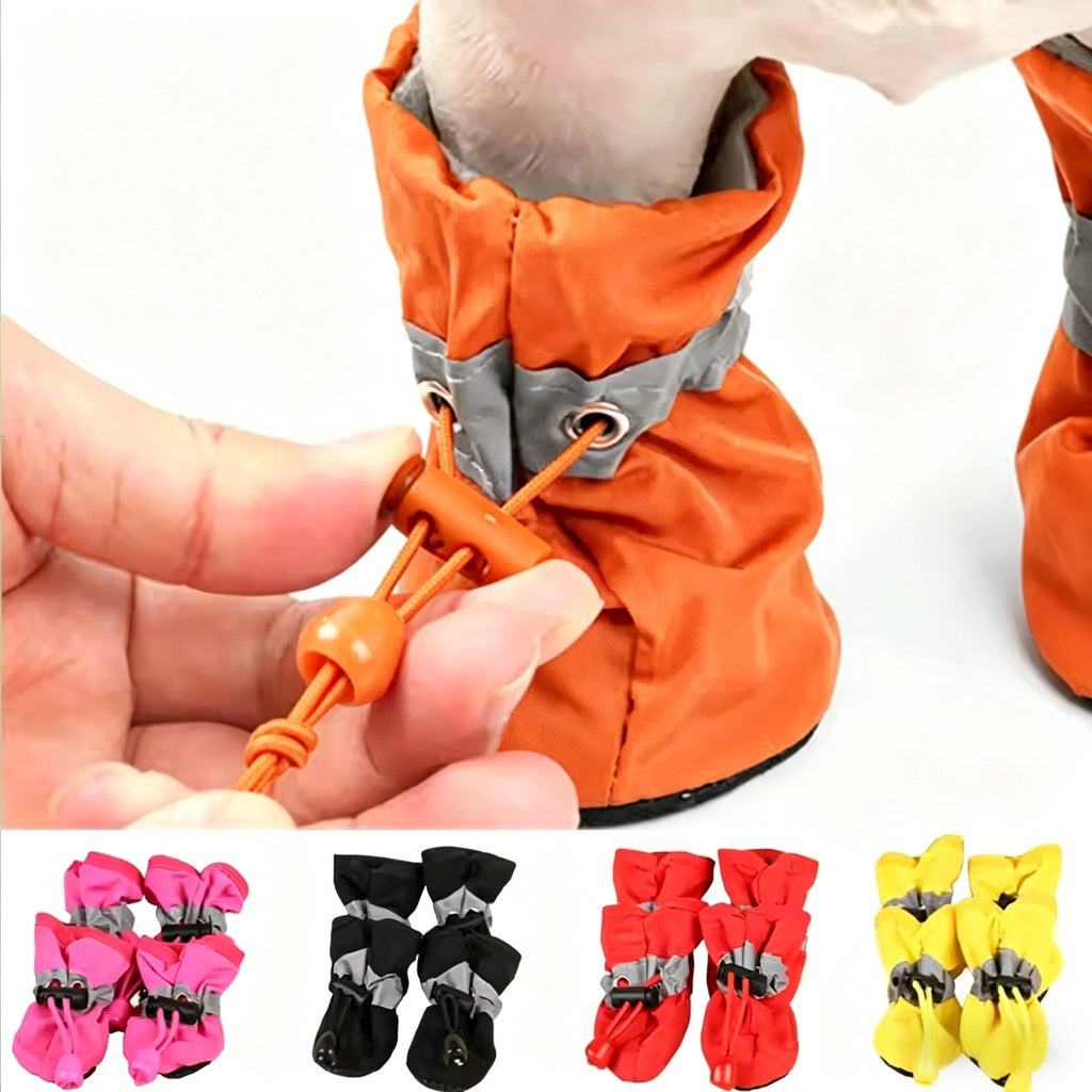 Nouvelles Bottes de Pluie Antidérapantes (4 pièces) pour Petits Chiens et Chats – Chaussures Imperméables pour Chiens, Bottines pour Chiots, Accessoires pour Pattes d'Animaux