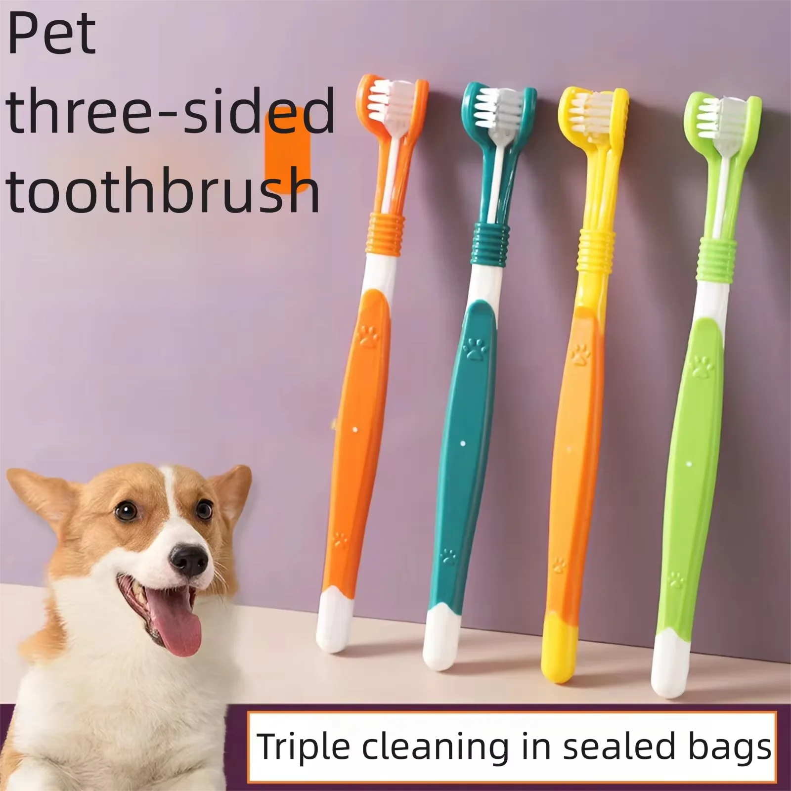 Brosse 3 faces anti-tartre chien & chat