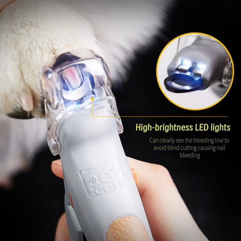 Coupe-ongles pour animaux de compagnie, chat et chien avec lumière LED, fournitures de polissage et de nettoyage