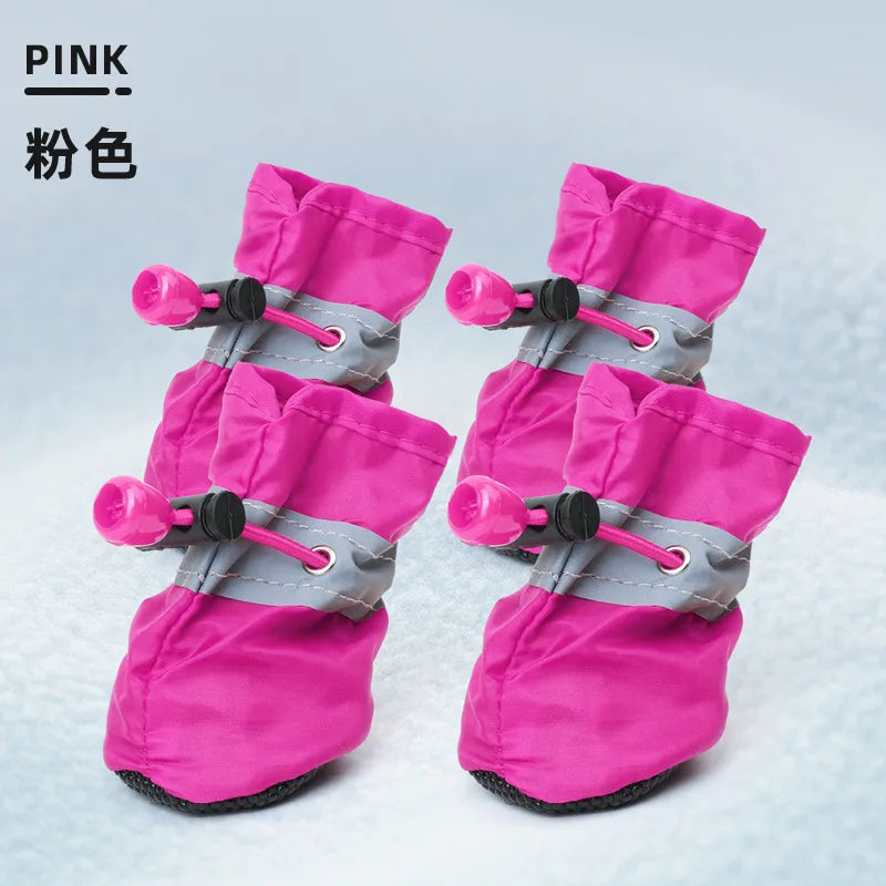 Nouvelles Bottes de Pluie Antidérapantes (4 pièces) pour Petits Chiens et Chats – Chaussures Imperméables pour Chiens, Bottines pour Chiots, Accessoires pour Pattes d'Animaux