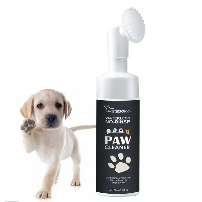 Mousse nettoyante pour pattes de chat sans eau, nettoyant pour griffes de chien, shampooing pour animaux de compagnie, brosse pour chien, sans cheville, nettoyant en profondeur pour pattes de chat, 100ml