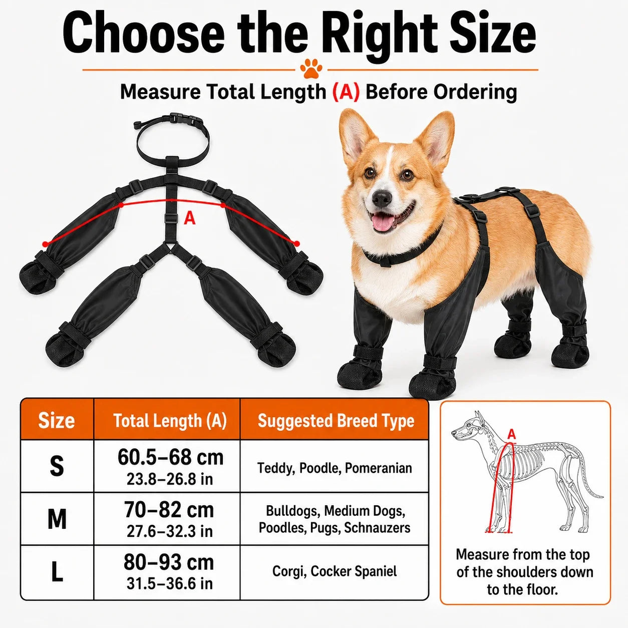 1 ensemble de bottes de pluie pour animaux de compagnie, bottes imperméables pour chiens, bottes pour chiots de petite, moyenne et grande taille, chaussons antidérapants pour chiens, chaussures pour la pluie et la neige