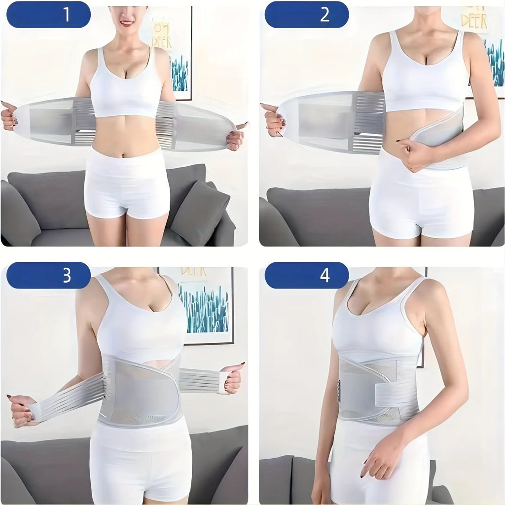Breathable Lumbar Support Belt With 5 Reinforced Support Plates,Adjustable Back Brace Waist Trainer For HerniatedDisc Protection