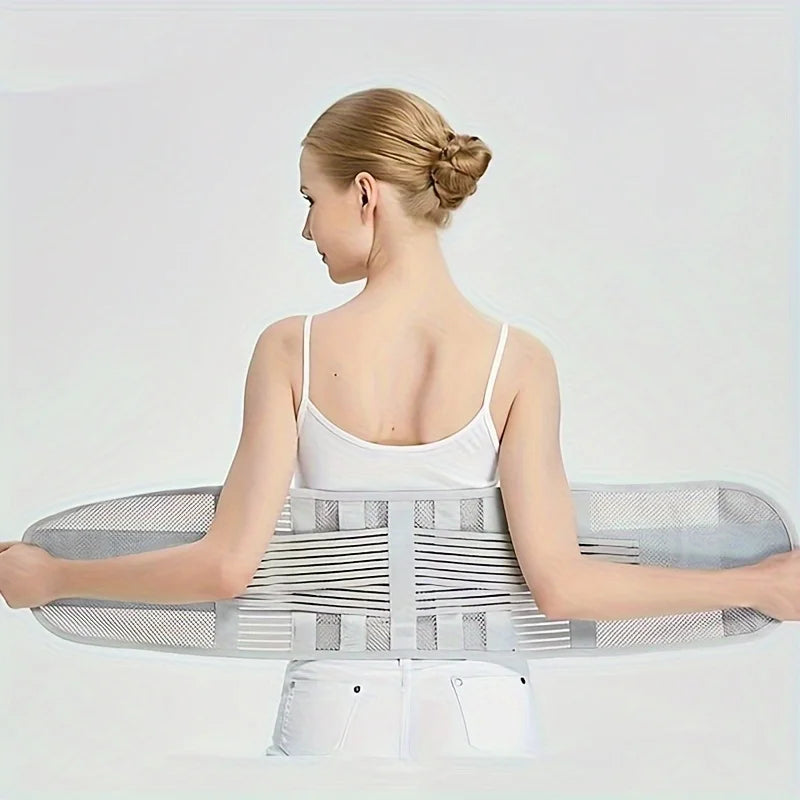 Breathable Lumbar Support Belt With 5 Reinforced Support Plates,Adjustable Back Brace Waist Trainer For HerniatedDisc Protection