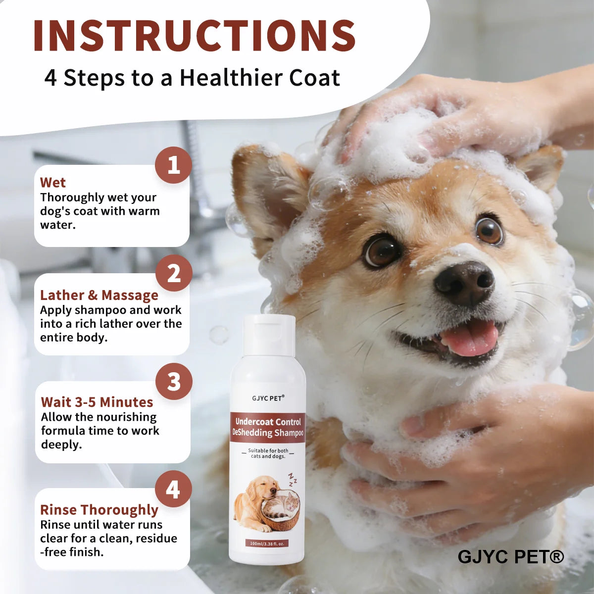 Shampoo anti-chute pour chiens et chats - Huile de noix de coco et d'argan, kératine, renforce le pelage, réduit la chute, panthénol hydrate, tout est sûr