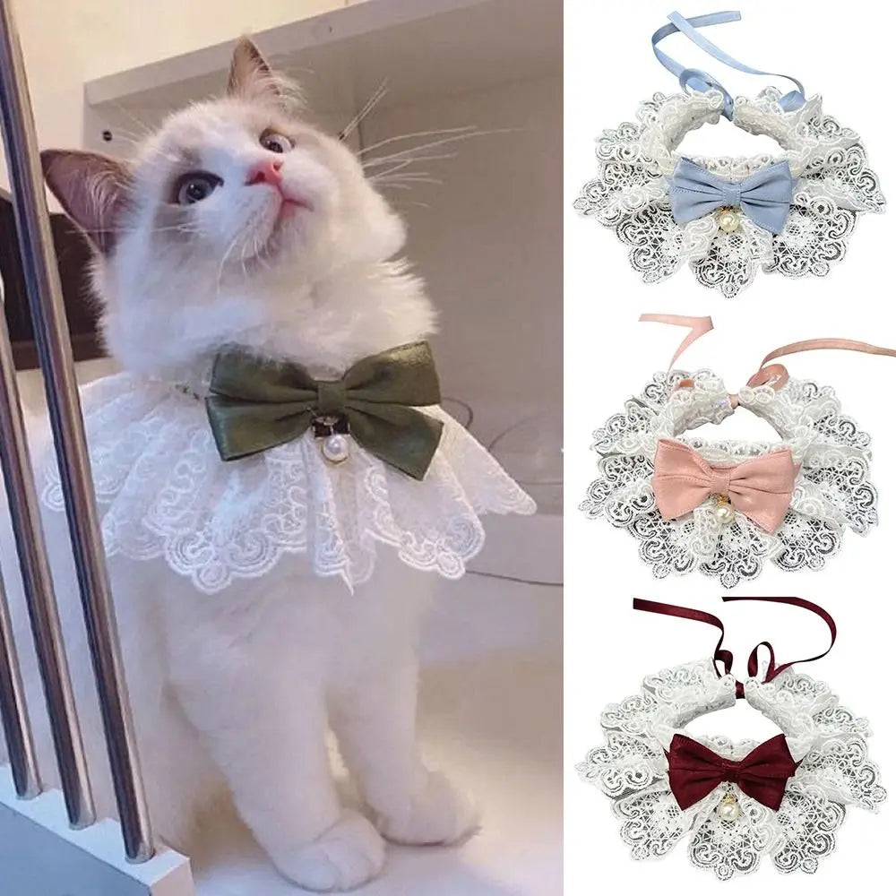 Collier dentelle avec nœud papillon pour chien