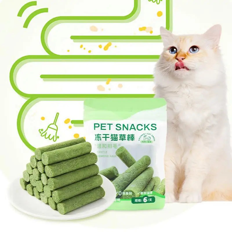 Bâton de dentition en herbe pour chat, bâton d'élimination des boules de poils pour animaux de compagnie, prêt à manger, bâton de nettoyage des dents pour bébé chat, améliore la Digestion