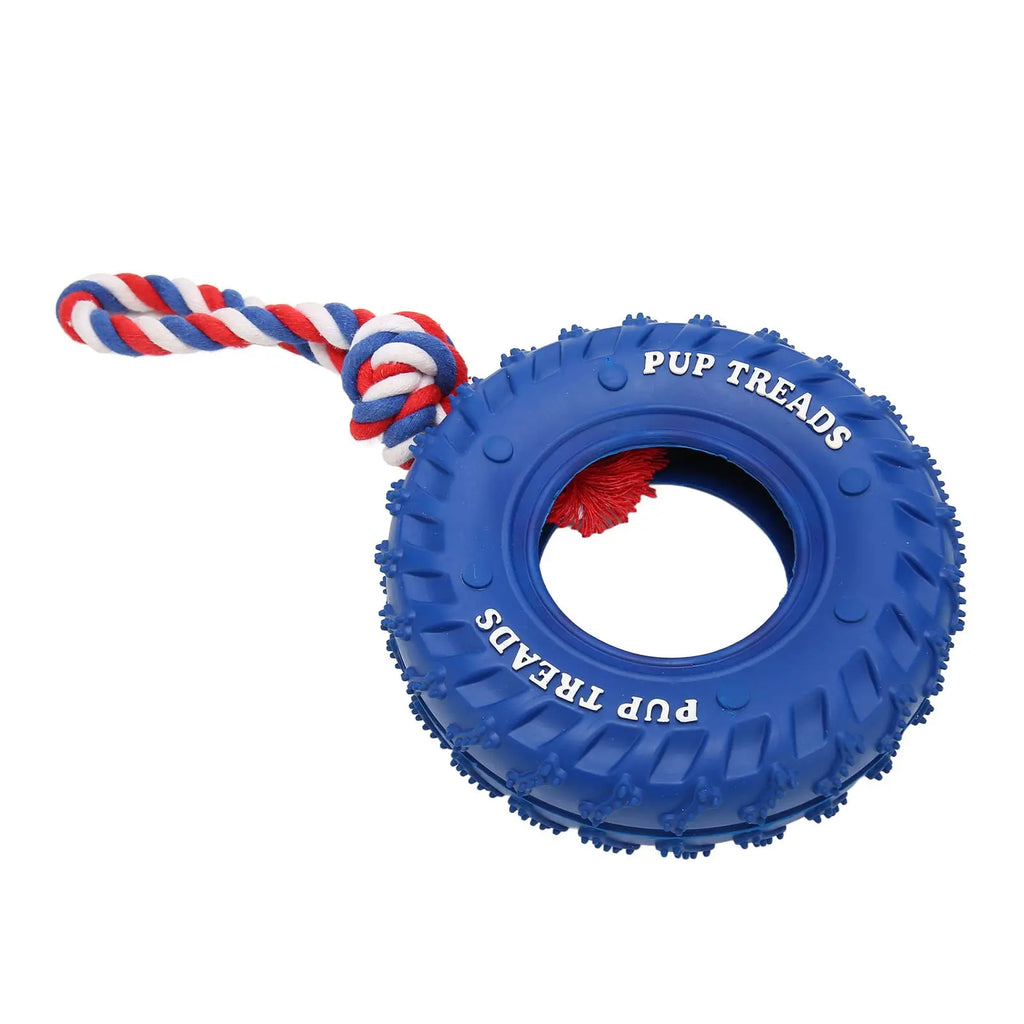 Pneu en caoutchouc naturel et corde en coton biologique, jouet robuste pour chien, jouet à mâcher indestructible de grande race