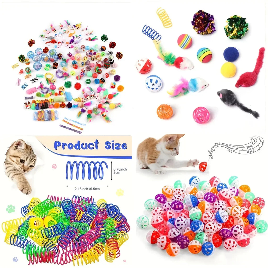 Pack mixte de jouets pour chats, 56 pièces/28 pièces/14 pièces. Une combinaison de divers jouets en plastique et de jouets en peluche adaptés à plusieurs chats à jouer