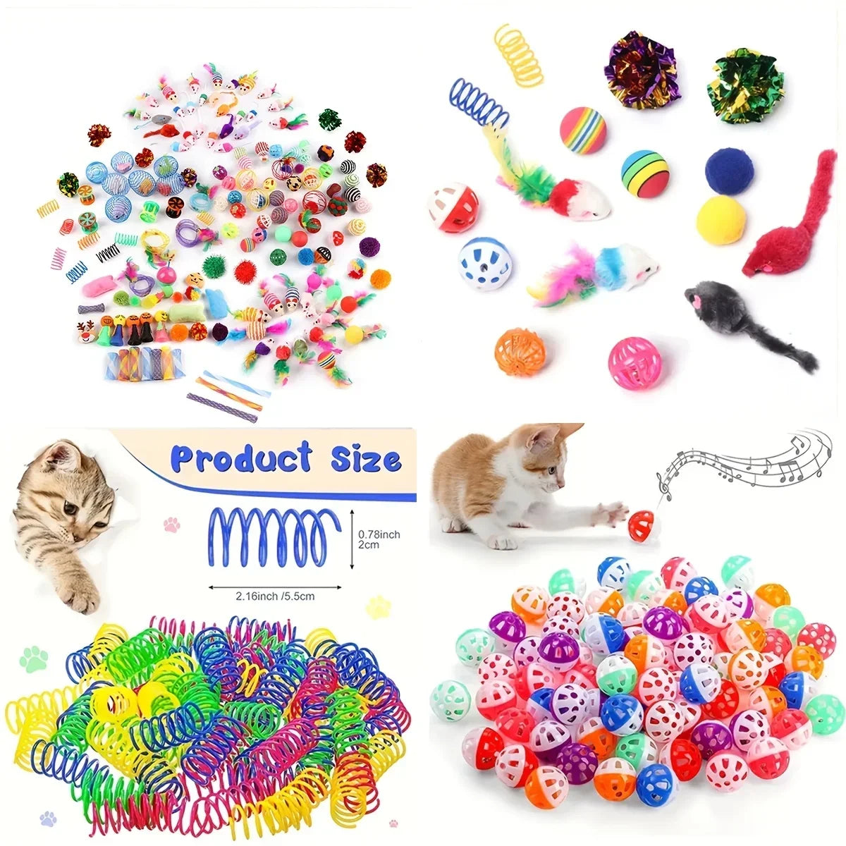 Pack mixte de jouets pour chats, 56 pièces/28 pièces/14 pièces. Une combinaison de divers jouets en plastique et de jouets en peluche adaptés à plusieurs chats à jouer