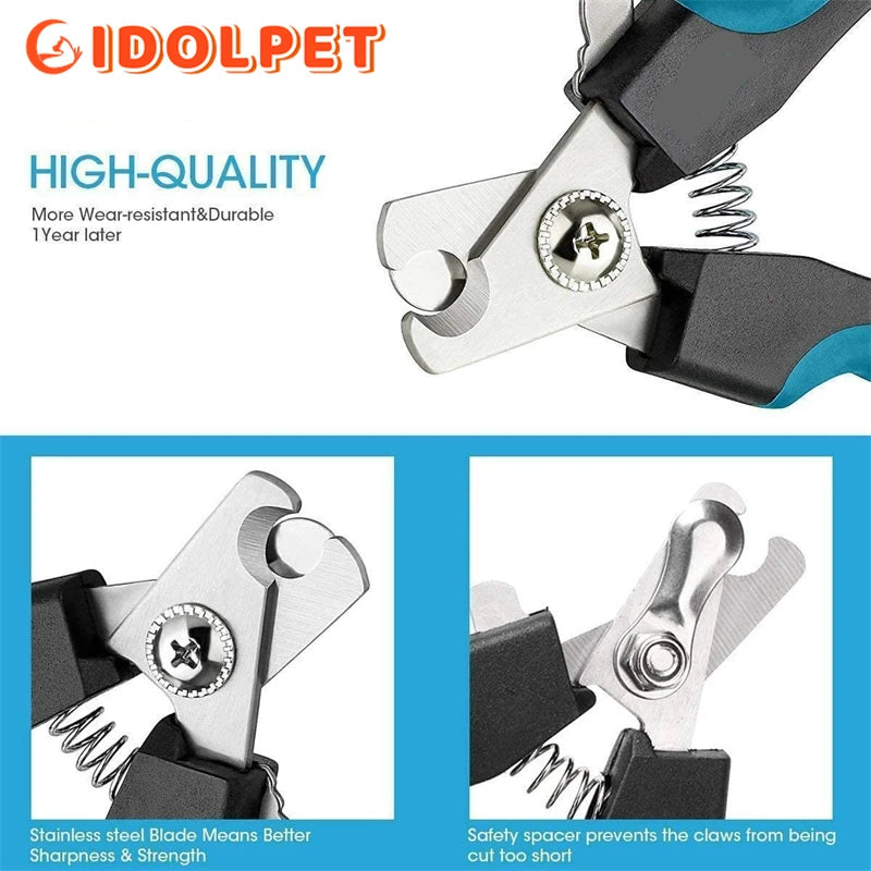 Coupe-ongles professionnel pour animaux de compagnie, avec protection de sécurité, ciseaux en acier inoxydable pour chat et chien, pour soins des griffes, fournitures de toilettage, taille adaptée