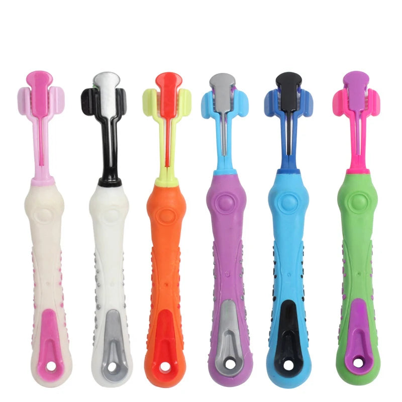 Brosse à dents multi-angle à trois côtés pour animaux de compagnie, livres, chien, chat, mauvaise haleine, soins dentaires pour animaux de compagnie, bouche
