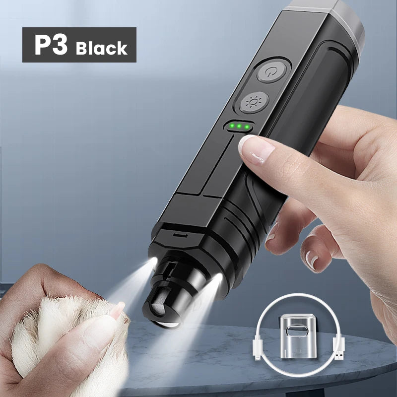 ROJECO-Broyeur à ongles électrique P3 pour animaux de compagnie, coupe-ongles professionnel pour chien, 2 lumières LED, aste, griffe de chat, accessoires de toilettage