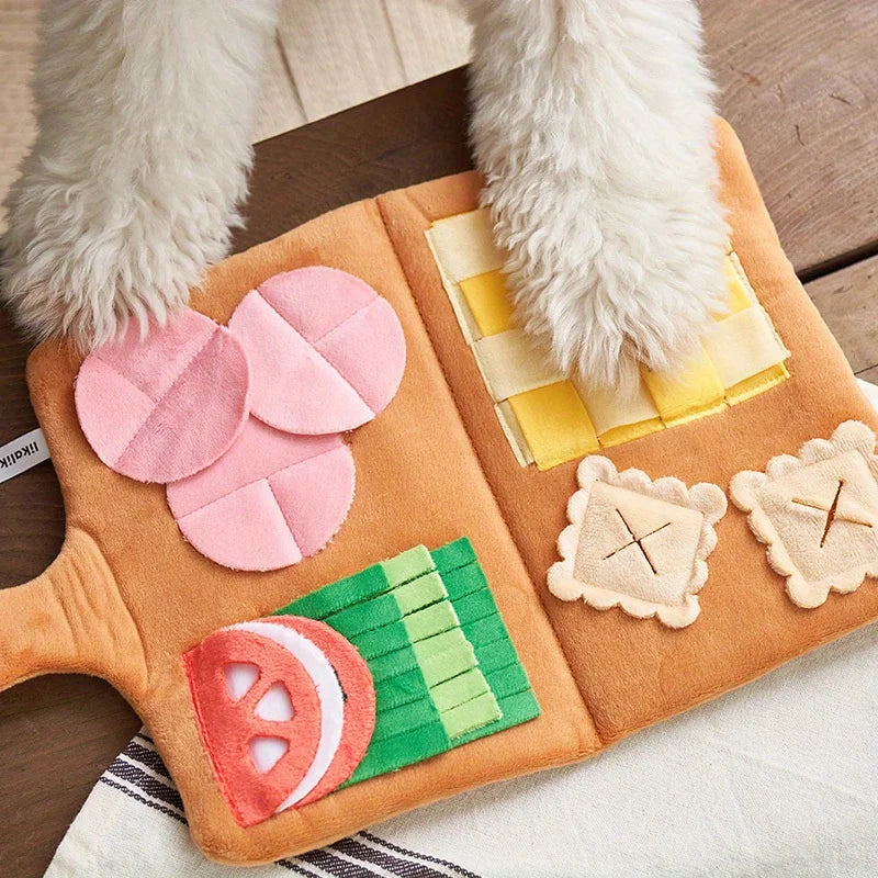 Tapis de reniflage interactif pour chiens-jouet Puzzle à alimentation lente avec poches alimentaires en peluche, coussin d'alimentation de Stimulation mentale pour petits et