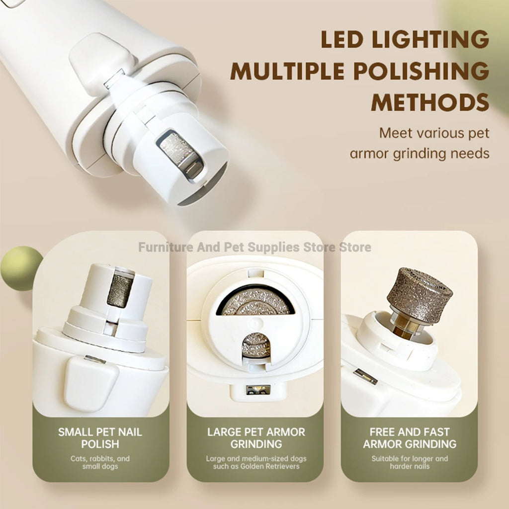 Coupe-ongles électrique 2 en 1 pour animaux de compagnie, avec lumières LED, broyeur de ongles pour animaux de compagnie, coupe-ongles et broyeur pour petits, moyens et grands chiens/chats