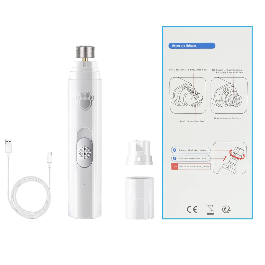 Broyeur à ongles électrique pour chien, coupe-ongles pour animaux de compagnie, Rechargeable par USB, indolore avec roue de polissage pour petits/grands animaux de compagnie