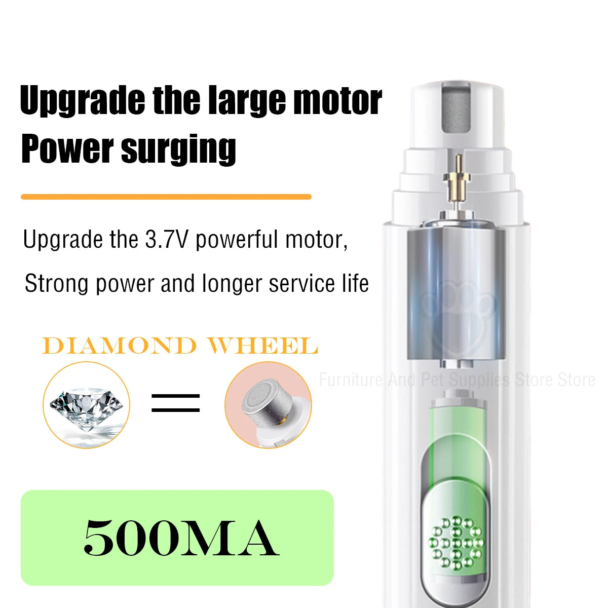 Broyeur à ongles électrique pour chien, coupe-ongles pour animaux de compagnie, Rechargeable par USB, indolore avec roue de polissage pour petits/grands animaux de compagnie