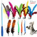 Ensemble de jouets pour chat, baguette rétractable, jouets en plumes et recharges de remplacement avec cloches, jouets interactifs pour chaton, 11 paquets
