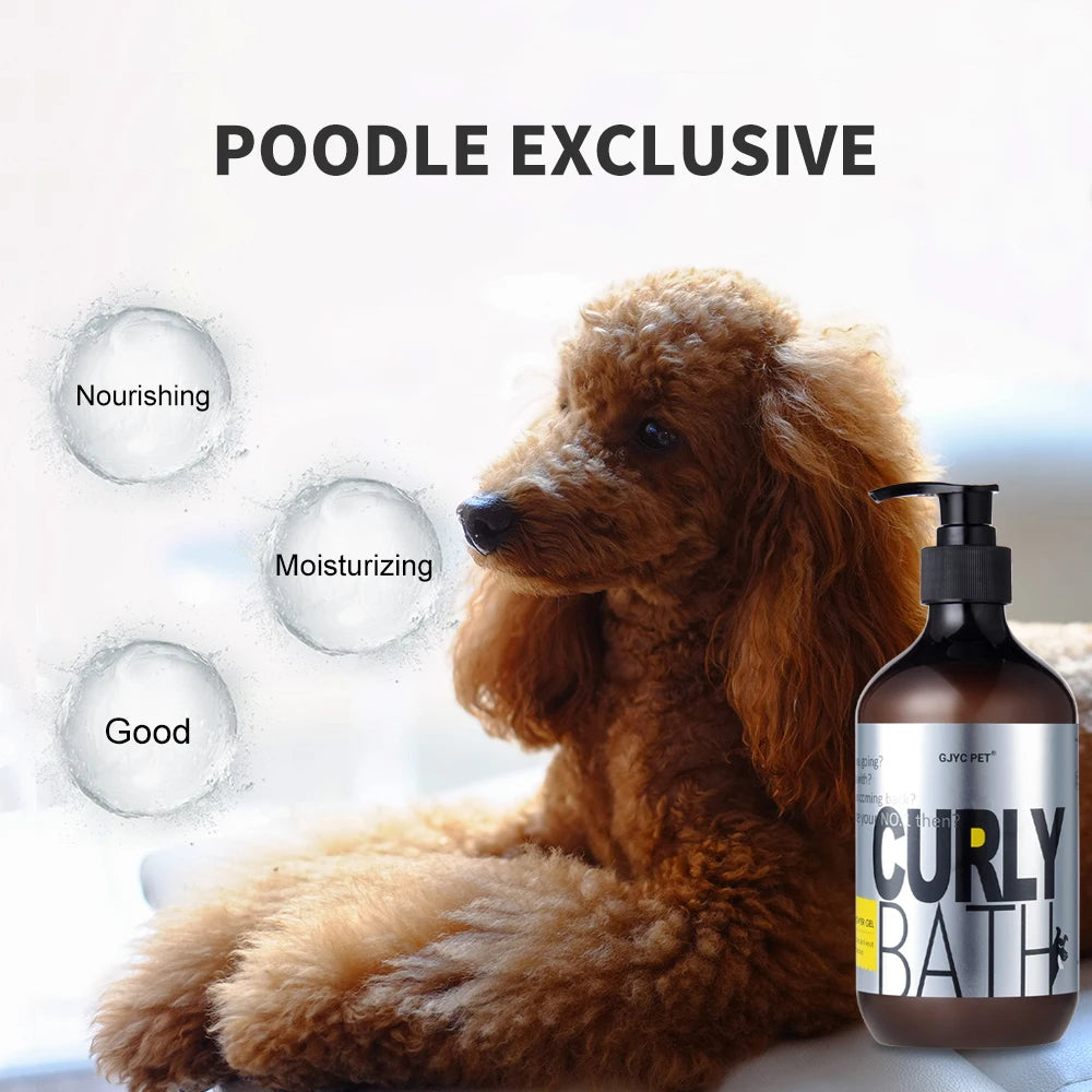 Shampooing Liquide pour Caniches à Poils Bouclés – Formule Volumisante et Démêlante, Sans Larmes, Désodorisant, Bain Doux pour Teddy et Bichon