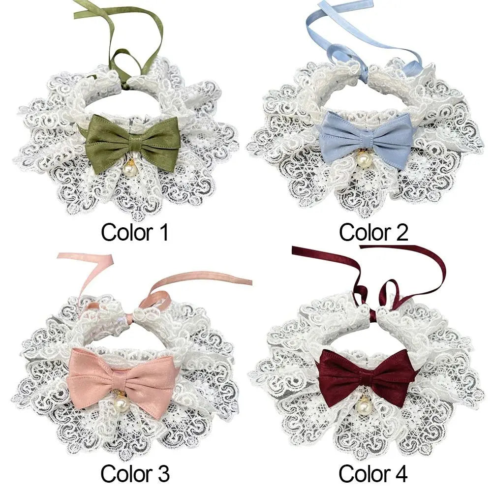 Collier dentelle avec nœud papillon pour chien