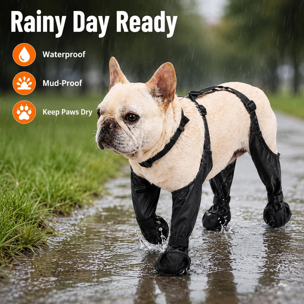 1 ensemble de bottes de pluie pour animaux de compagnie, bottes imperméables pour chiens, bottes pour chiots de petite, moyenne et grande taille, chaussons antidérapants pour chiens, chaussures pour la pluie et la neige