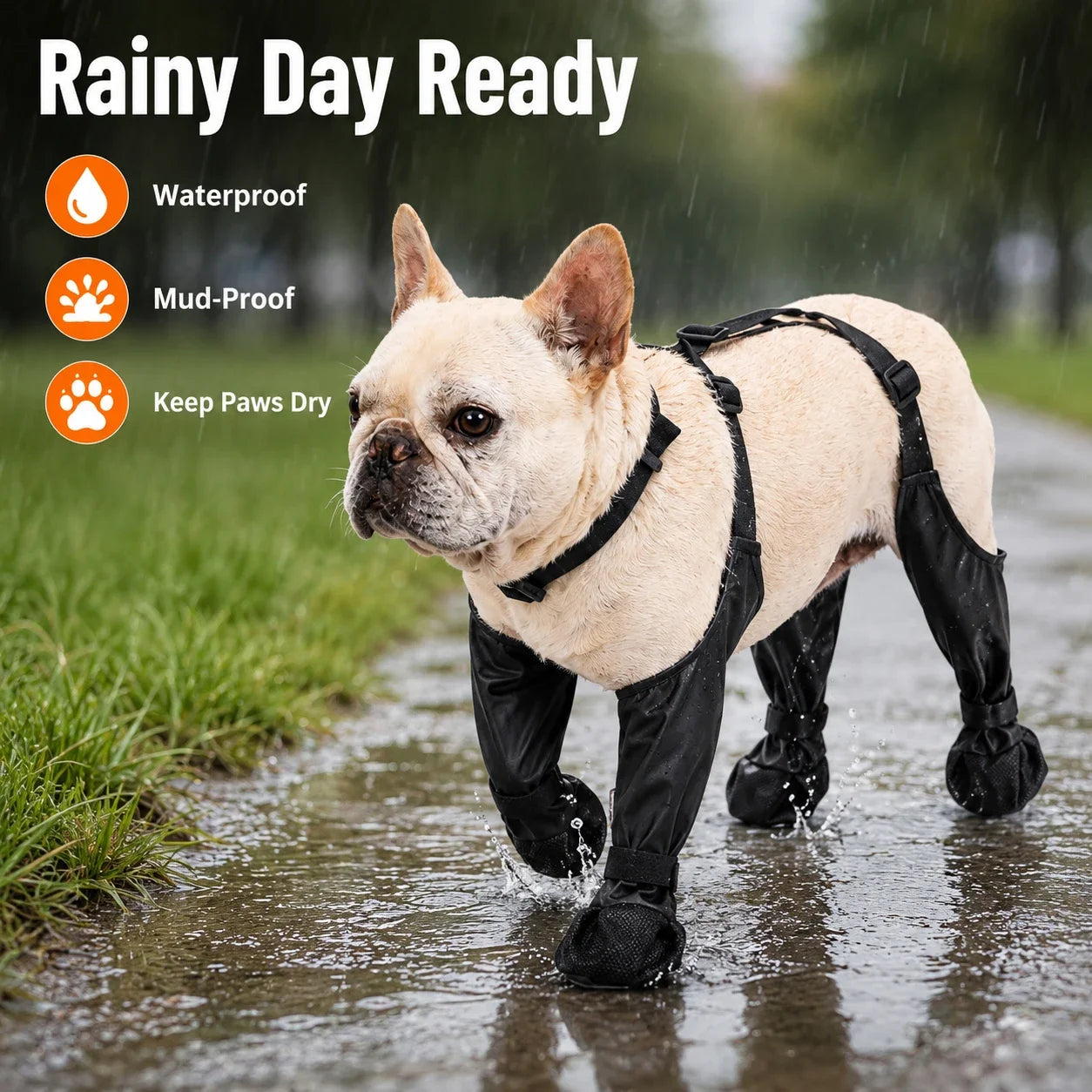 1 ensemble de bottes de pluie pour animaux de compagnie, bottes imperméables pour chiens, bottes pour chiots de petite, moyenne et grande taille, chaussons antidérapants pour chiens, chaussures pour la pluie et la neige