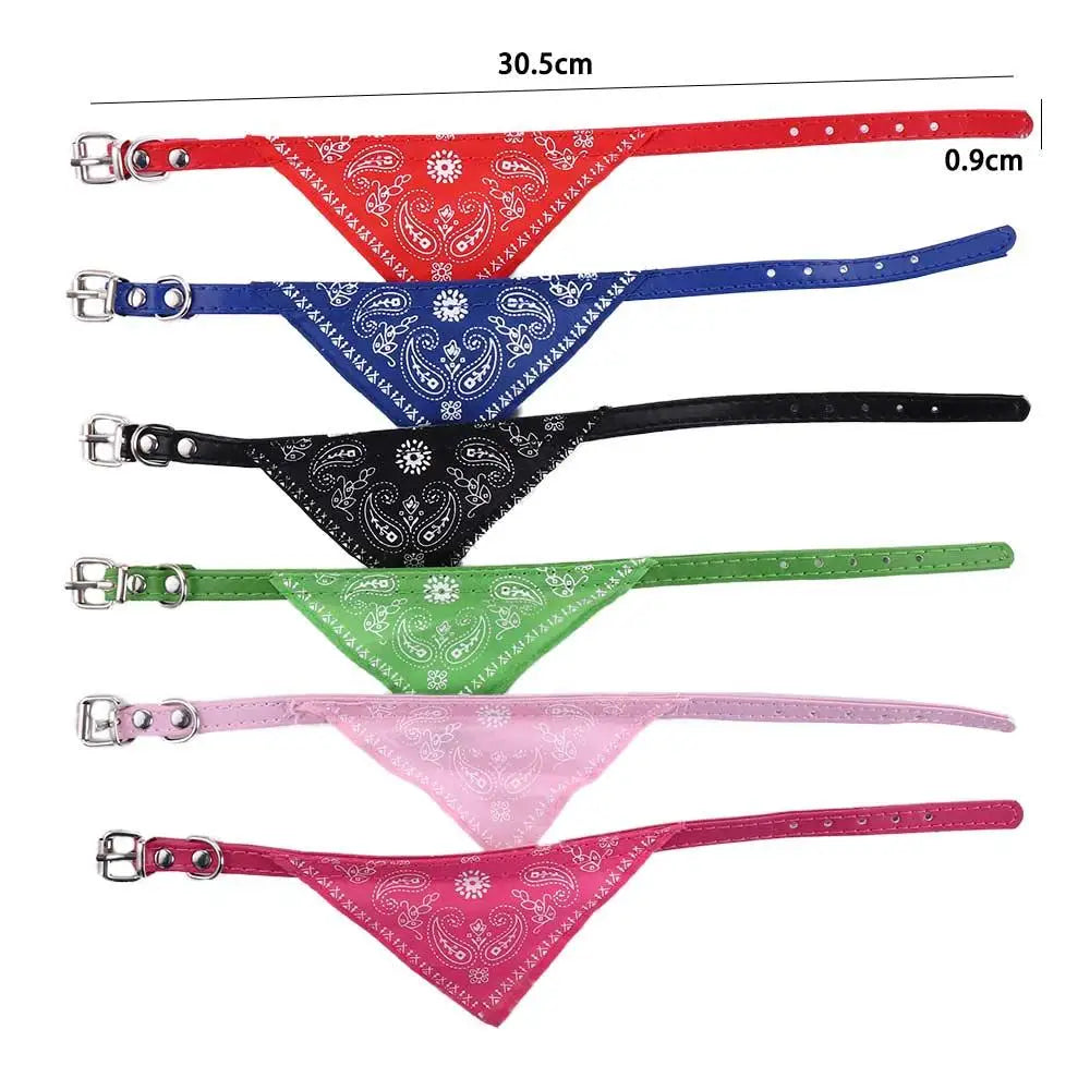 Écharpe de cou réglable en cuir pour animal de compagnie, collier bandana, accessoires pour chiot et chat