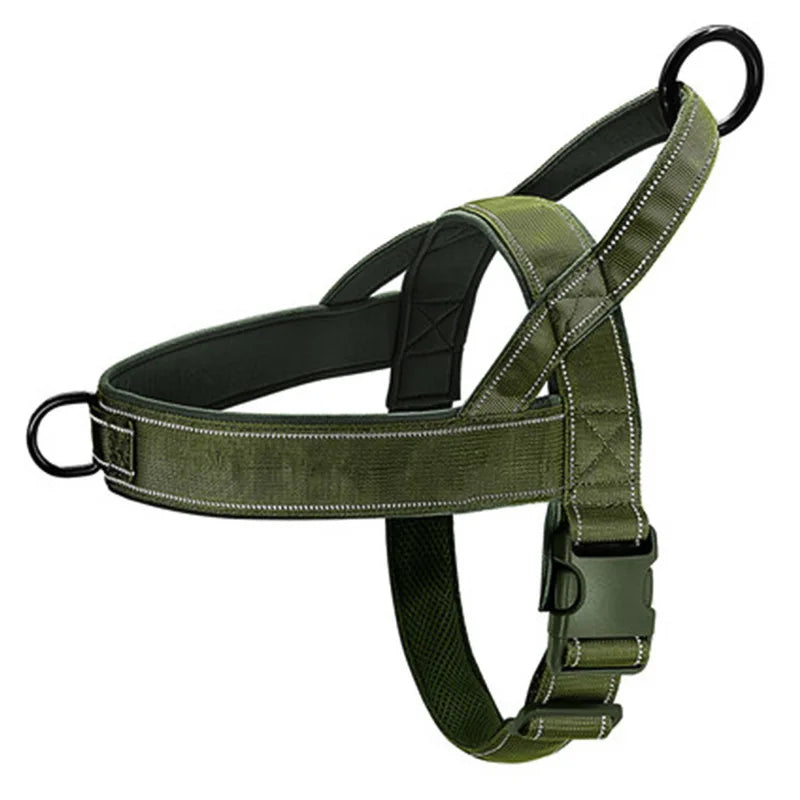 Harnais tactique anti-traction pour chien, nylon 1000D réglable pour grands chiens, gilet d'entraînement en plein air avec poignée et réfléchissant
