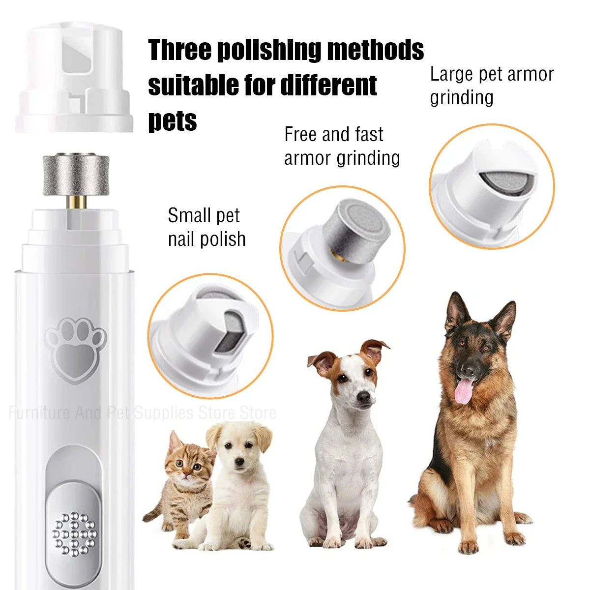 Broyeur à ongles électrique pour chien, coupe-ongles pour animaux de compagnie, Rechargeable par USB, indolore avec roue de polissage pour petits/grands animaux de compagnie
