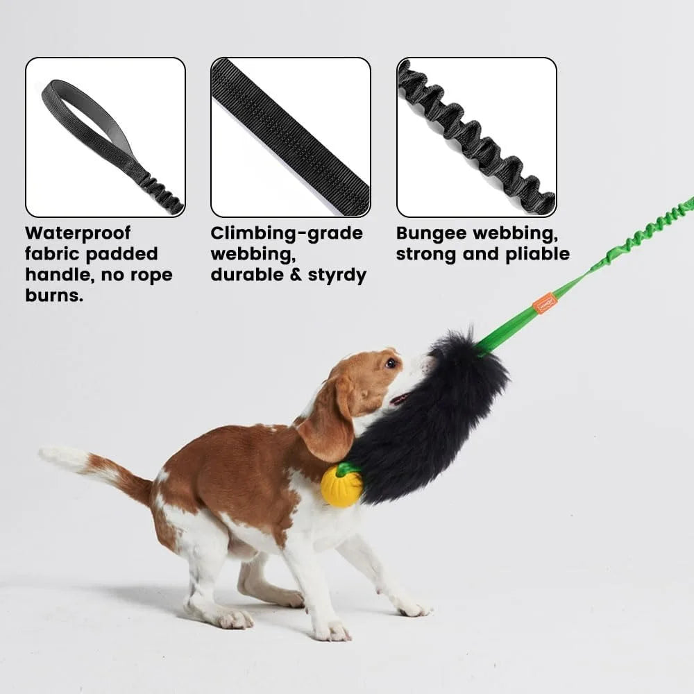 Jouet interactif en corde pour chien, chasseur élastique avec boule en caoutchouc, jouet de remorqueur pour animaux de compagnie, peau de mouton pour chiens de taille moyenne et grande, exercice en plein air