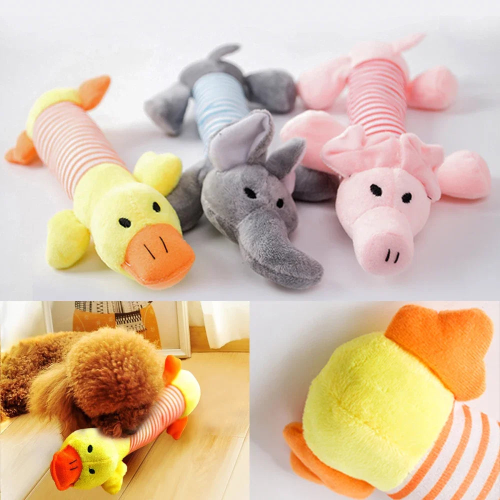 Peluche mignon éléphant canard cochon chien chat grincement son chien jouets drôle polaire durabilité mâcher molaire jouet adapté pour tous les animaux de compagnie