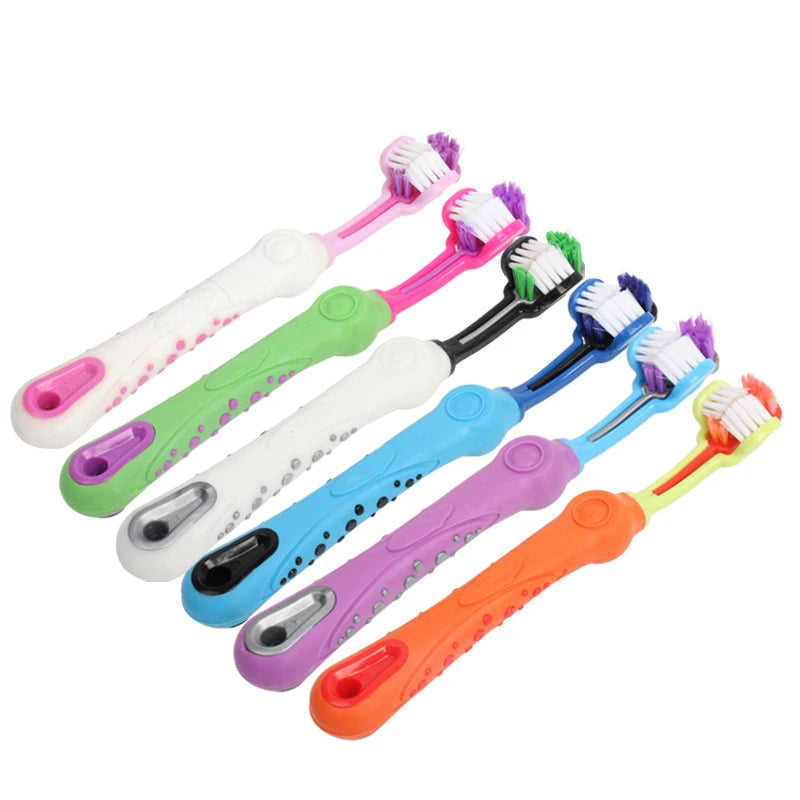 Brosse à dents multi-angle à trois côtés pour animaux de compagnie, livres, chien, chat, mauvaise haleine, soins dentaires pour animaux de compagnie, bouche
