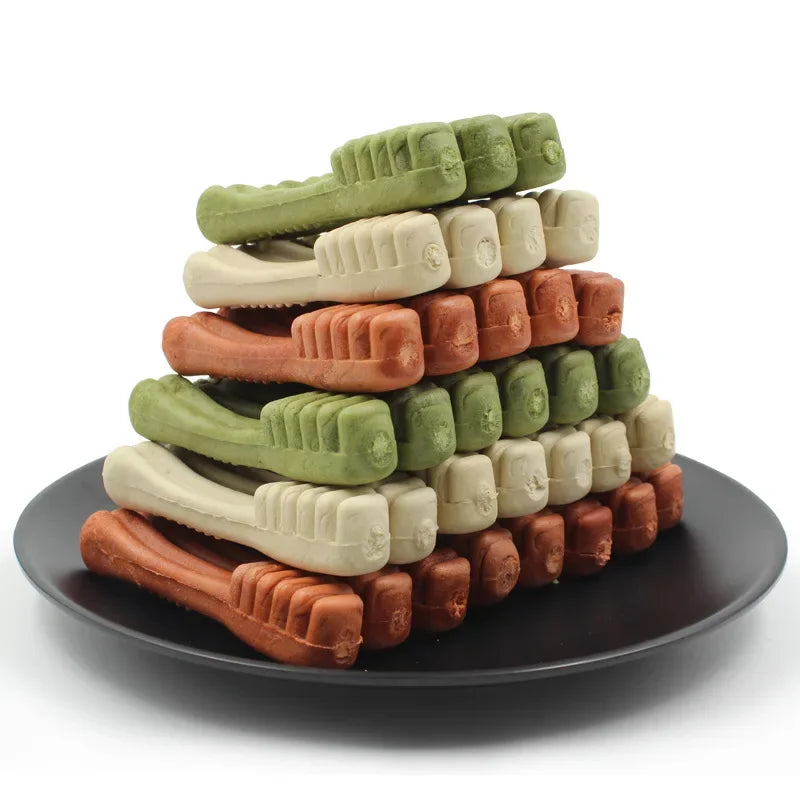 Jouets à mâcher pour chiens en gros, bâtonnets dentaires aromatisés au bœuf pour le nettoyage des dents et l'entraînement, résistants aux morsures