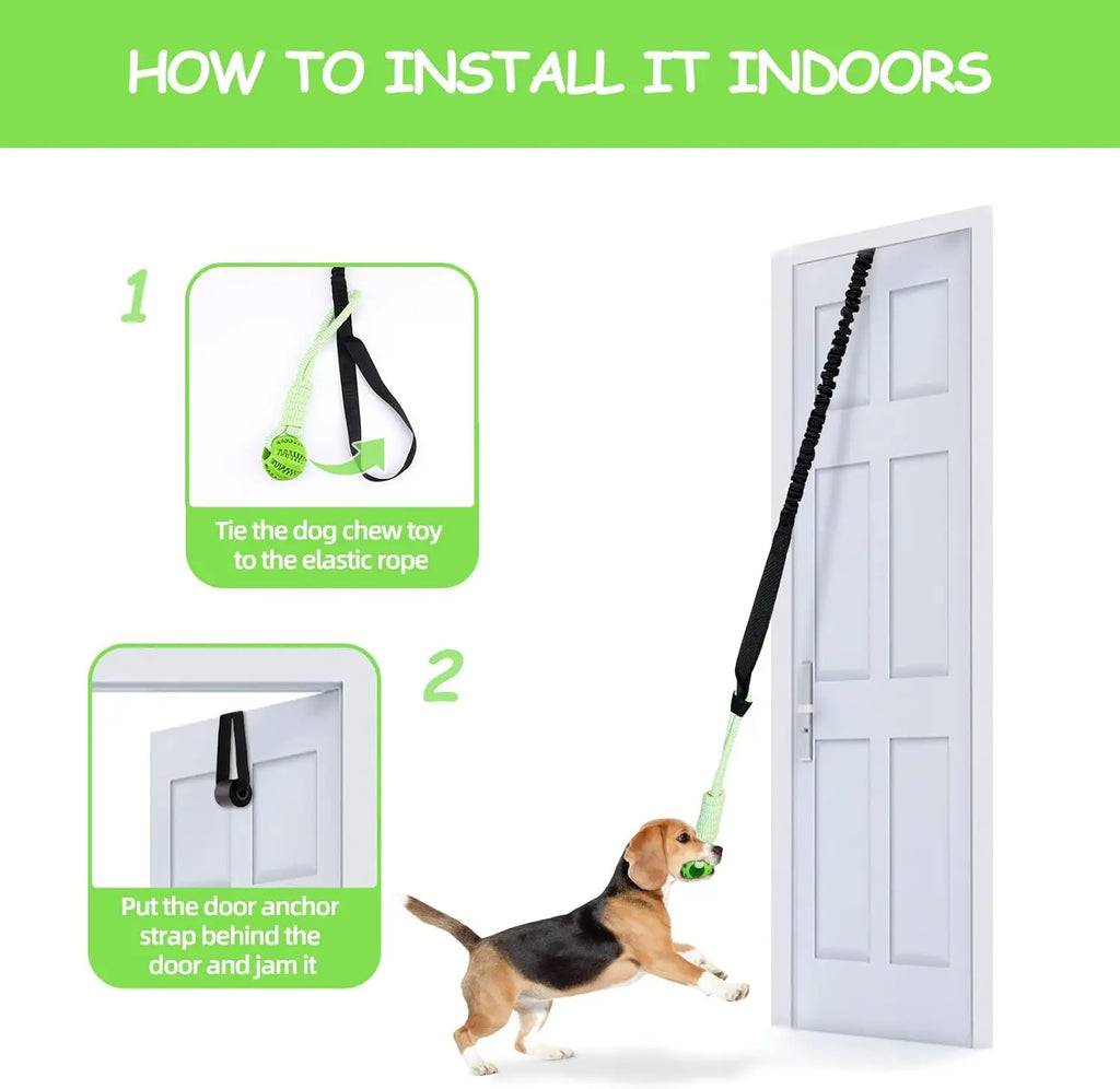 Jouets de corde de chien de poteau de ressort, jouet interactif de remorqueur de corde de chien, jouet de chiens suspendus d'elas d'intérieur/extérieur