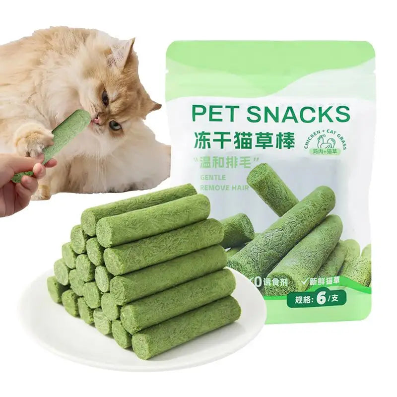 Bâton de dentition en herbe pour chat, bâton d'élimination des boules de poils pour animaux de compagnie, prêt à manger, bâton de nettoyage des dents pour bébé chat, améliore la Digestion