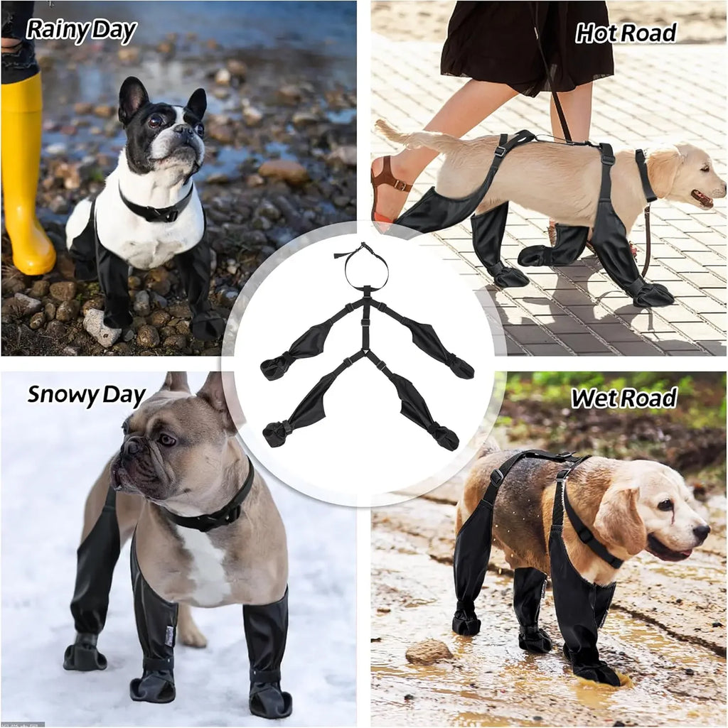 1 ensemble de bottes de pluie pour animaux de compagnie, bottes imperméables pour chiens, bottes pour chiots de petite, moyenne et grande taille, chaussons antidérapants pour chiens, chaussures pour la pluie et la neige