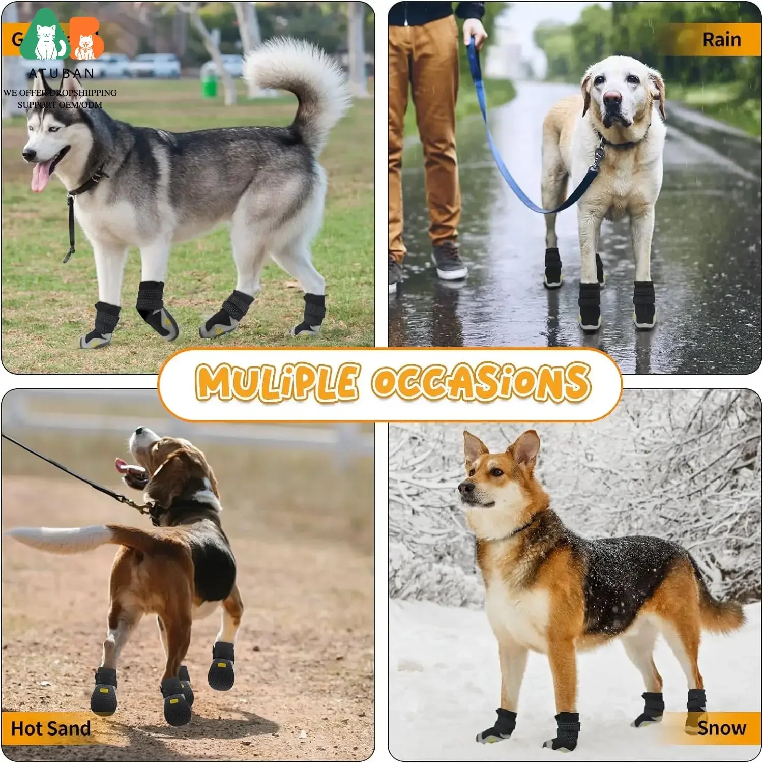 Bottes hiver imperméables pour grand chien