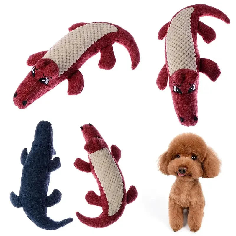Jouet pour chien en peluche de lin, crocodile, jouet à mâcher couineur pour chien, jouet de nettoyage des dents, poupée interactive résistante