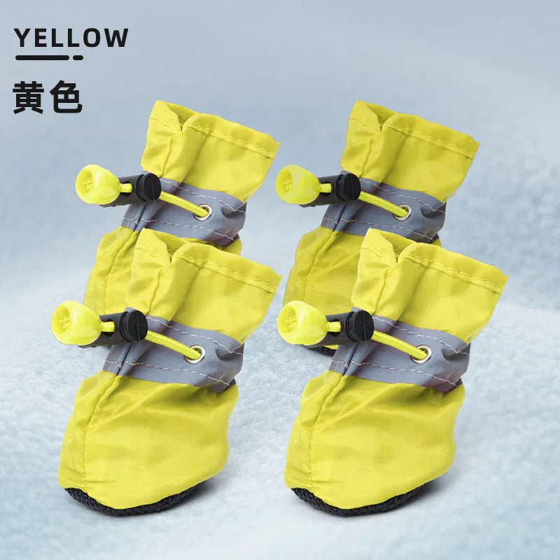 Nouvelles Bottes de Pluie Antidérapantes (4 pièces) pour Petits Chiens et Chats – Chaussures Imperméables pour Chiens, Bottines pour Chiots, Accessoires pour Pattes d'Animaux